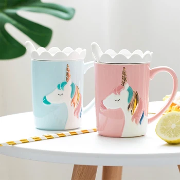 Creative Colorful Unicorn Mugs Ceramic Breakfast Milk Water Mug Kitchen Office Drinkware Porcelain Coffee Cups with Lid & Spoon
Creative Colorful Unicorn Mugs Ceramic Breakfast Milk Water Mug Kitchen Office Drinkware Porcelain Coffee Cups with Lid & Spoon