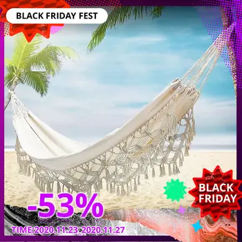 White Canvas Tassel hammock 
White Canvas Tassel hammock