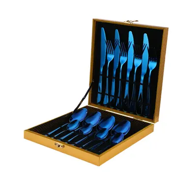16PCS Cutlery Set Stainless Steel Silverware Spoon Fork Knife Dinnerware Set Home Party Tableware with Box Best Gift 7 Colors
16PCS Cutlery Set Stainless Steel Silverware Spoon Fork Knife Dinnerware Set Home Party Tableware with Box Best Gift 7 Colors