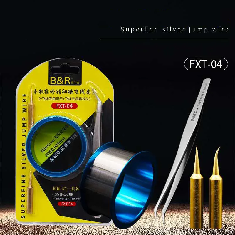 FXT-04 Ultra-Fine Silver Flying Wire Set CPU Welding Pad Flying Wire Mainboard Fingerprint Repair Maintenance Solder Jump Line
FXT-04 Ultra-Fine Silver Flying Wire Set CPU Welding Pad Flying Wire Mainboard Fingerprint Repair Maintenance Solder Jump Line