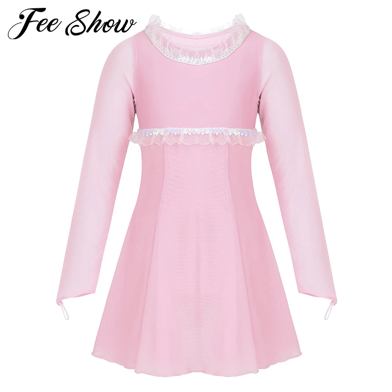 Kids Sequins Ruffles Long Sleeves Gymnastics Ballet Leotard Girls Figure Skating Dress Children Competition Dance Costume
Kids Sequins Ruffles Long Sleeves Gymnastics Ballet Leotard Girls Figure Skating Dress Children Competition Dance Costume