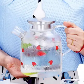 1Pc 1600ml Heat-Resistant Glass Teapot Strawberry Pattern Glass Pot Glass Kettle Crystal Transparent Drinkware
1Pc 1600ml Heat-Resistant Glass Teapot Strawberry Pattern Glass Pot Glass Kettle Crystal Transparent Drinkware