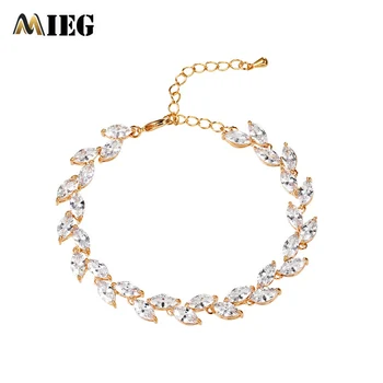 New Trendy CZ Bracelets For Women Charming Leaf Designer Gold Color Plated Cubic Zirconia Bracelets Jewelry Accessories
New Trendy CZ Bracelets For Women Charming Leaf Designer Gold Color Plated Cubic Zirconia Bracelets Jewelry Accessories