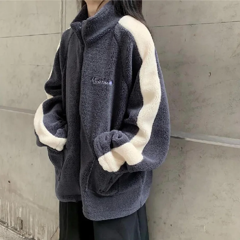 Куртка женская из овечьей шерсти Свободный Повседневный модный пушистый пиджак
