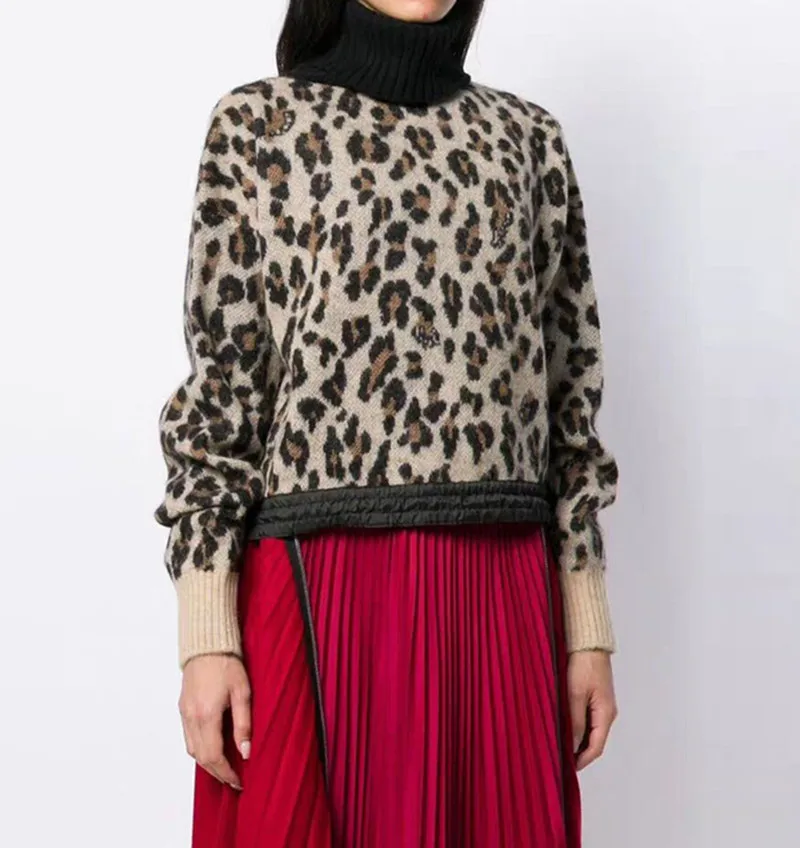 Women Leopard Print Turtleneck Sweater Autumn Winter Long Sleeve Patchwork Knitted Waist Drawstring Warm Pullover Top
Women Leopard Print Turtleneck Sweater Autumn Winter Long Sleeve Patchwork Knitted Waist Drawstring Warm Pullover Top