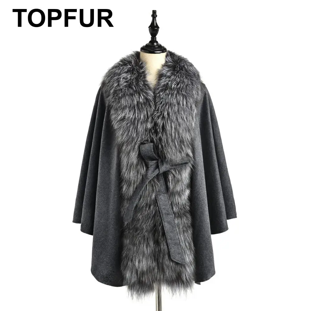 TOPFUR 2020 Новая модная зимняя женская накидка из натурального меха Лисьего верхняя