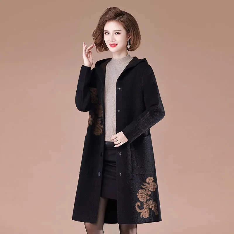 Women's Double Sided Cashmere Jacket 2022 Autumn Winter Hooded Long Woolen Coat Middle Aged Female Wool Coat 5XL W2368
Women's Double Sided Cashmere Jacket 2022 Autumn Winter Hooded Long Woolen Coat Middle Aged Female Wool Coat 5XL W2368