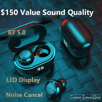 Wireless Earphones TWS Bluetooth 5.0 Mini Earbuds Stereo Bass LED Power Display Noise Cancelling Sports Waterproof IPX5 Earbud I
Wireless Earphones TWS Bluetooth 5.0 Mini Earbuds Stereo Bass LED Power Display Noise Cancelling Sports Waterproof IPX5 Earbud I