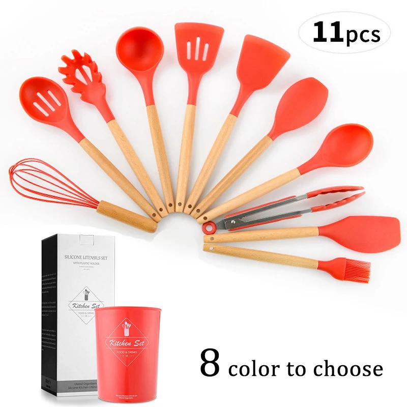 11pcs Silicone Kitchen Cooking Utensils Set Heat Resistant Kitchen Non-Stick Cooking Utensils Baking Tools With Storage Box Tool
11pcs Silicone Kitchen Cooking Utensils Set Heat Resistant Kitchen Non-Stick Cooking Utensils Baking Tools With Storage Box Tool