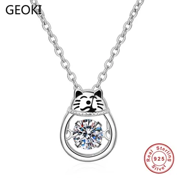 Geoki Cute Cat Diamond Test Passed 0.3 ct VVS1 Moissanite Cat Shaped Pendant Necklace Women 925 Sterling Silver Necklaces Chain
Geoki Cute Cat Diamond Test Passed 0.3 ct VVS1 Moissanite Cat Shaped Pendant Necklace Women 925 Sterling Silver Necklaces Chain