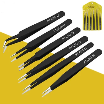 6Pcs ESD Tweezers Set Anti Static Stainless Steel Straight Curved Flat Forceps Electronic Mobile Phone Repair Hand Tools Set
6Pcs ESD Tweezers Set Anti Static Stainless Steel Straight Curved Flat Forceps Electronic Mobile Phone Repair Hand Tools Set
