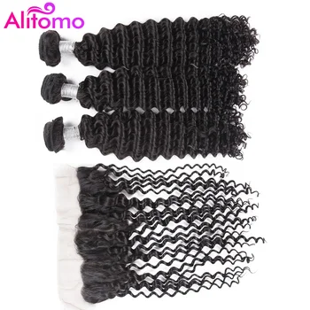 Alitomo 3 Bundles Peruvian Deep Wave Hair Weaves With Frontal 13*4 Remy Human Hair Extensions With Lace Frontal Closure
Alitomo 3 Bundles Peruvian Deep Wave Hair Weaves With Frontal 13*4 Remy Human Hair Extensions With Lace Frontal Closure