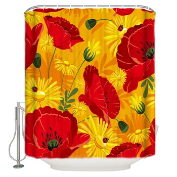 Poppy Daisy Flower Ladybird Pattern Shower Curtains Polyester Fabric Waterproof Bath Curtain
Poppy Daisy Flower Ladybird Pattern Shower Curtains Polyester Fabric Waterproof Bath Curtain