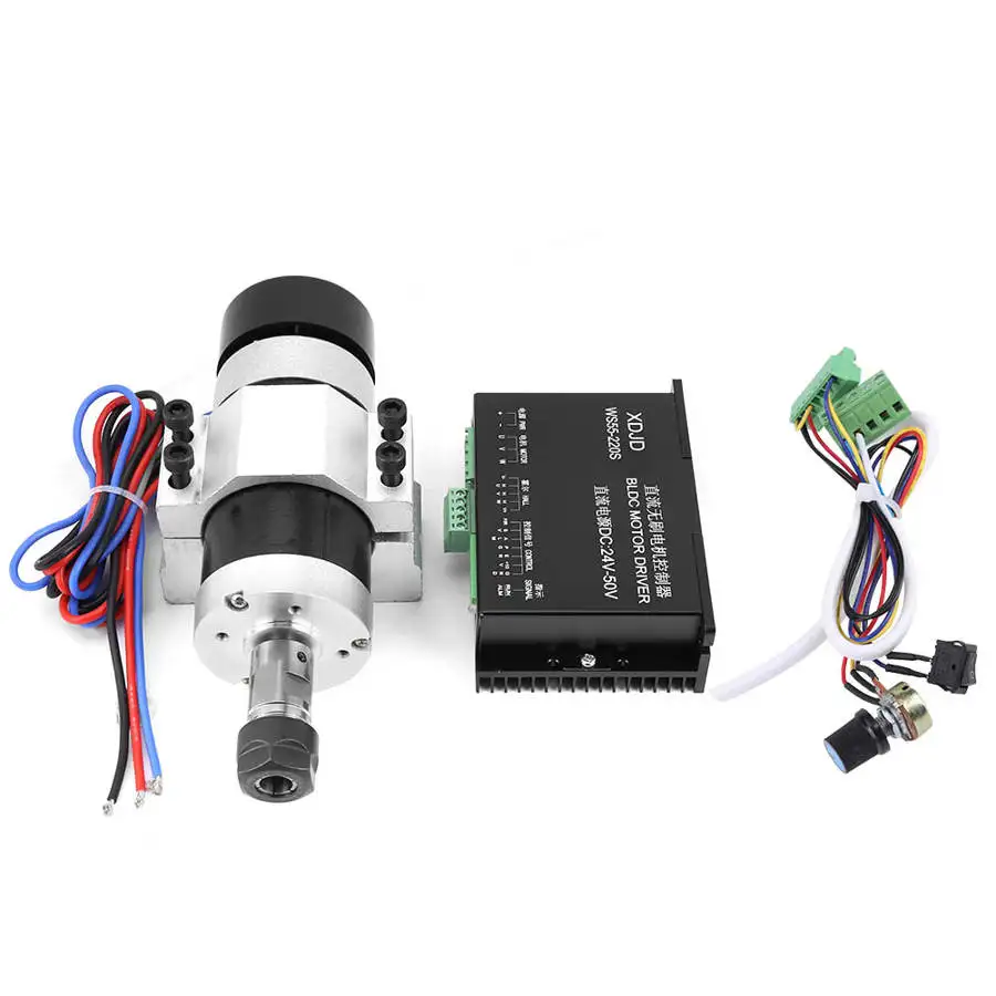 Spindle Motor Dirver Set ER16 500W High Speed Air Cooling Brushless Spindle Motor + Driver + Clamp for Engraving Machine
Spindle Motor Dirver Set ER16 500W High Speed Air Cooling Brushless Spindle Motor + Driver + Clamp for Engraving Machine