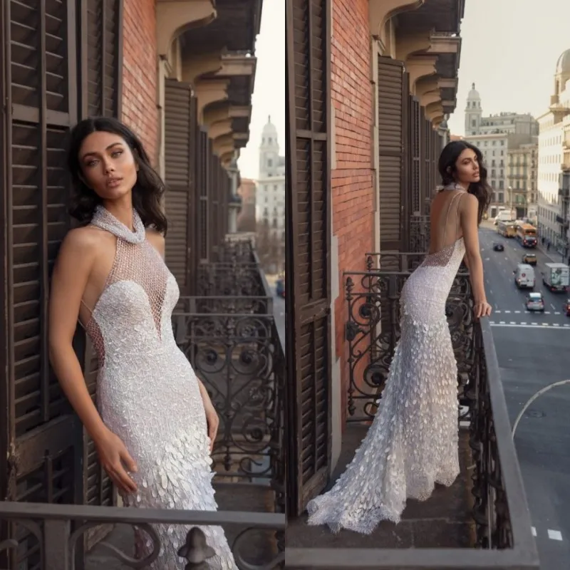 2020 Mermaid Wedding Dresses Halter Neck Sleeveless Lace Appliques Bridal Gowns Sexy Backless Sweep Train Wedding Dress
2020 Mermaid Wedding Dresses Halter Neck Sleeveless Lace Appliques Bridal Gowns Sexy Backless Sweep Train Wedding Dress