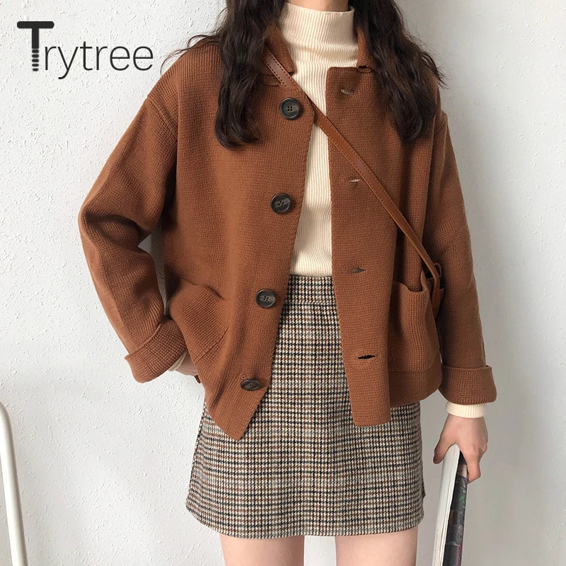 Trytree 2019 Autumn Winter Women Casual Solid Computer Knitwear Single Breasted Button Acrylic Cardigans Pockets Sweater Tops
Trytree 2019 Autumn Winter Women Casual Solid Computer Knitwear Single Breasted Button Acrylic Cardigans Pockets Sweater Tops