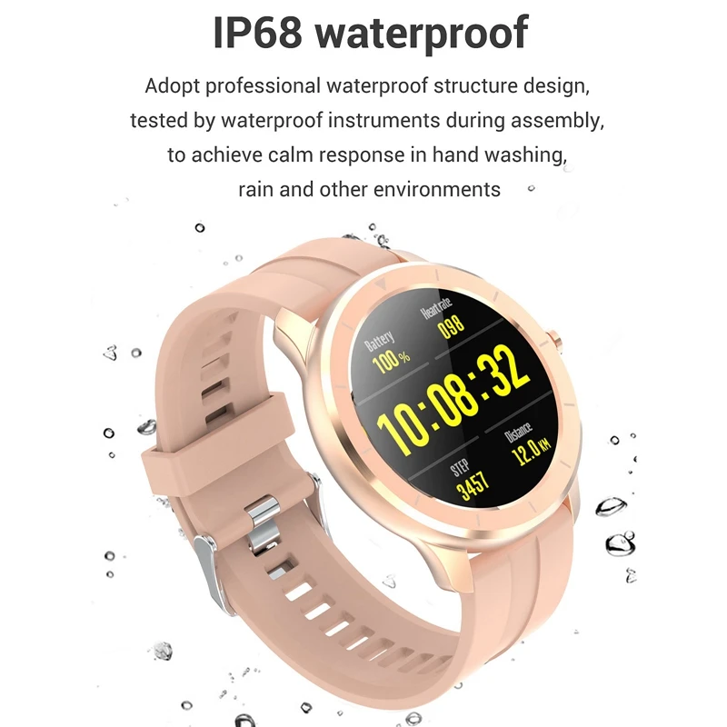 T6 Full Contact Round Sn Smart Watch for Men IP68 Waterproof Blood Pressure Oxygen Smartwatch Women(Pink) | Электроника