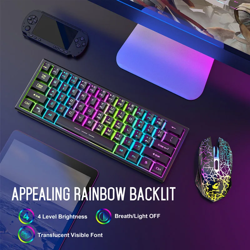 61 Keys Mechanical Keyboard And Mouse Blue Switch Color Backlight Wireless Keyboard And Mouse Set Free Wolf For Laptop
61 Keys Mechanical Keyboard And Mouse Blue Switch Color Backlight Wireless Keyboard And Mouse Set Free Wolf For Laptop