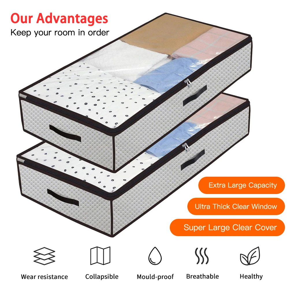 2pcs Foldable Under Bed Bags Large Under Bed Storage Boxes Thick Breathable Underbed Clothes Storage Bags Zippered Organizer
2pcs Foldable Under Bed Bags Large Under Bed Storage Boxes Thick Breathable Underbed Clothes Storage Bags Zippered Organizer
