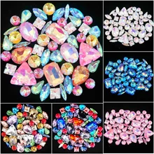 Garra de prata configuração 50 pçs/saco formas mix clear & geléia doces ab vidro cristal costurar em strass vestido de casamento sapatos saco diy guarnição(China)