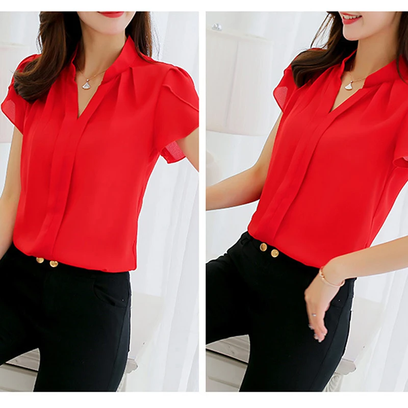 Ladies Short Sleeve Top Chiffon Casual Elegant Ladies Formal Office Pure Color Fashion High Quality Chiffon Blouse
Ladies Short Sleeve Top Chiffon Casual Elegant Ladies Formal Office Pure Color Fashion High Quality Chiffon Blouse