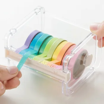 New Transparent Adhesive Tape Dispenser Cutter Desk Washi Tape Holder Storage Box Organizer Office School Stationery Supply 
New Transparent Adhesive Tape Dispenser Cutter Desk Washi Tape Holder Storage Box Organizer Office School Stationery Supply