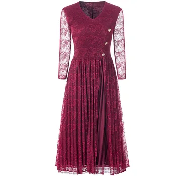 2020 New Spring Women dress Slim Lace Western Style Fold Long Pleated Dresses Wine Red Green Navy Blue Black 80035
2020 New Spring Women dress Slim Lace Western Style Fold Long Pleated Dresses Wine Red Green Navy Blue Black 80035
