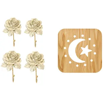 4Pcs Wall Mounted Dress Rose Hat Coat Hook Door Clothes Hanger Bathroom Towel,Gold with Wooden Stars Moon Lamp
4Pcs Wall Mounted Dress Rose Hat Coat Hook Door Clothes Hanger Bathroom Towel,Gold with Wooden Stars Moon Lamp