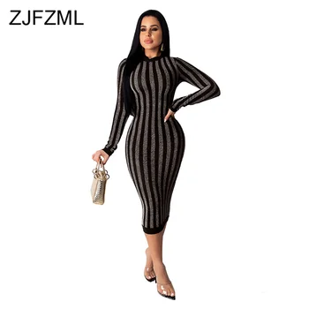 Lurex Striped Sexy Wrap Dress Women O-Neck Long Sleeve High Waist Bodycon Dress Fall Winter Elastic Skinny Maxi Party Club Dress 
Lurex Striped Sexy Wrap Dress Women O-Neck Long Sleeve High Waist Bodycon Dress Fall Winter Elastic Skinny Maxi Party Club Dress