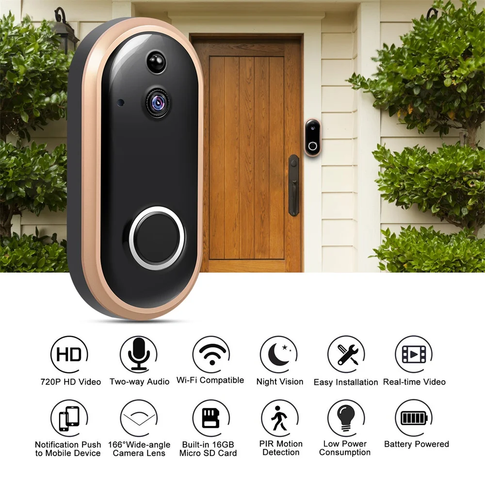 WiFi Doorbell 1080P Security Camera with Two-Way Audio PIR Motion Detection IR Night Vision Smart Home Wireless Doorbell
WiFi Doorbell 1080P Security Camera with Two-Way Audio PIR Motion Detection IR Night Vision Smart Home Wireless Doorbell