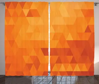 

Orange Curtains Home Decor Mosaic Shaded Shapes Abstract Digital Pixel Decorative Modern Pattern Living Room Bedroom Home Decor