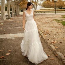 Ivory Wedding Dresses Lace Open Back Sleeveless V-Neck Princess Beach Country Bridal Gowns Court Train Plus Size 2021
Ivory Wedding Dresses Lace Open Back Sleeveless V-Neck Princess Beach Country Bridal Gowns Court Train Plus Size 2021