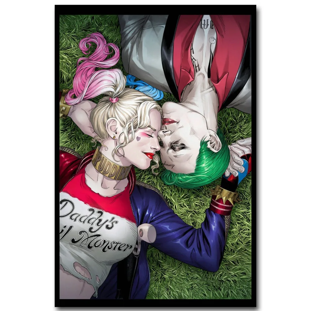 Новый Шелковый плакат Джокер и Харли Квинн Отряд Самоубийц 24x36 дюймов|Рисование
