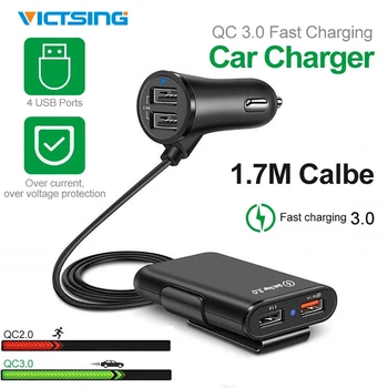 Victsing QC 3.0 Car Charger 4 USB Ports Fast Charging 1.7m Extension Cable for Phone Samsung Xiaomi iPhone Smart Car Accessories
Victsing QC 3.0 Car Charger 4 USB Ports Fast Charging 1.7m Extension Cable for Phone Samsung Xiaomi iPhone Smart Car Accessories