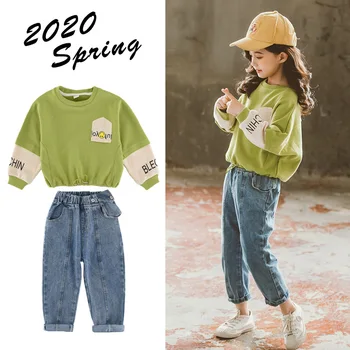 Girls' Spring and Autumn Outfits 2020 New Korean Super-Western Big Child Smiley Sweater Jeans Set For Girls kids Clothes Suits
Girls' Spring and Autumn Outfits 2020 New Korean Super-Western Big Child Smiley Sweater Jeans Set For Girls kids Clothes Suits