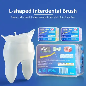 20PCS 0.6-1.2mm L Shaped Interdental Brush Interdental Cleaners Orthodontic Dental Teeth Brush Toothpick Oral Care Tool
20PCS 0.6-1.2mm L Shaped Interdental Brush Interdental Cleaners Orthodontic Dental Teeth Brush Toothpick Oral Care Tool