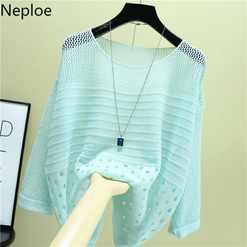 Neoploe Korean Autumn Temperament Slim O Neck Solid Sweaters Sexy Hollow Out Thin Pullovers Knitted Bottoming Tops Women 45702
Neoploe Korean Autumn Temperament Slim O Neck Solid Sweaters Sexy Hollow Out Thin Pullovers Knitted Bottoming Tops Women 45702