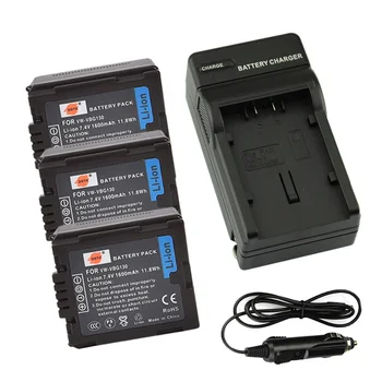 

DSTE 3PCS VW-VBG130 Rechargeable Battery + Travel and Car Charger for Panasonic HDC-SD100 SD20 HS20 TM300 TM20 HS200