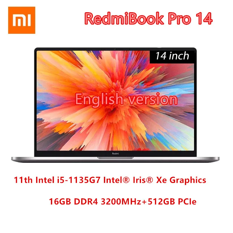 Оригинальный ноутбук Xiaomi RedmiBook Pro 14 дюймов Intel Core i5-1135G7 дюйма 16 ГБ 512 Windows 10