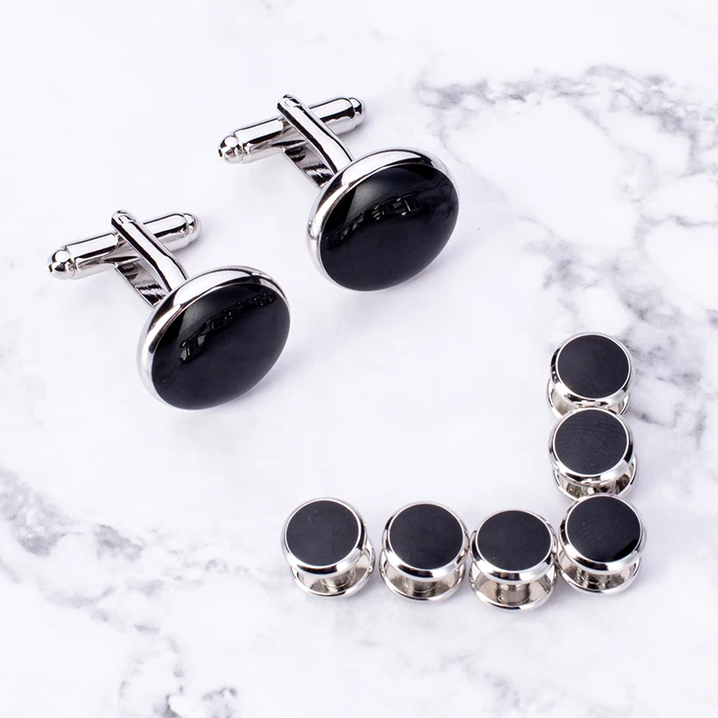 Classical Black Tuxedo Cufflinks and Studs Set Enamel Round Shape Cuff Button Set For Mens Suit French Shirt Business Gift
Classical Black Tuxedo Cufflinks and Studs Set Enamel Round Shape Cuff Button Set For Mens Suit French Shirt Business Gift