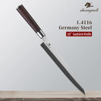 10 Inch Professional Chef Sushi Knife Germany 1.4116 Stainless Steel Kitchen Salmon Filleting Knives Slicing Fish Sushi Knives
10 Inch Professional Chef Sushi Knife Germany 1.4116 Stainless Steel Kitchen Salmon Filleting Knives Slicing Fish Sushi Knives