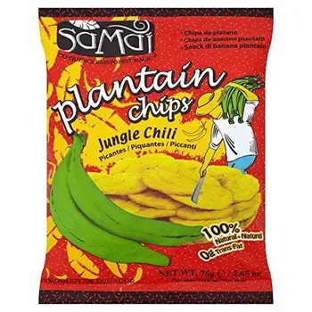 Samai - Chips de banane plantain au piment - lot de 8 sachets de 75 g 
Samai - Chips de banane plantain au piment - lot de 8 sachets de 75 g