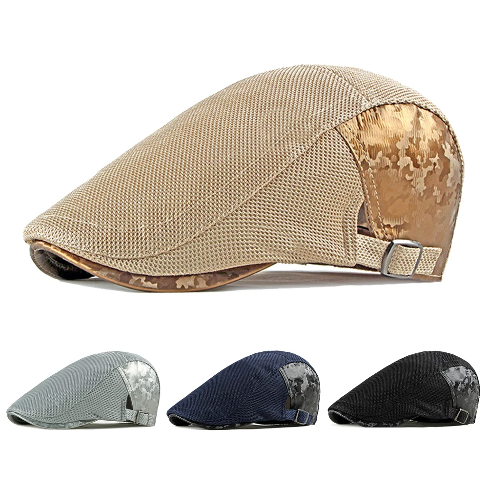 

Casual Spring Summer Mesh Berets Hat Women Camouflage Newsboy Caps Men Visors Cabbie Herringbone Cap Duckbill Ivy Flat Cap