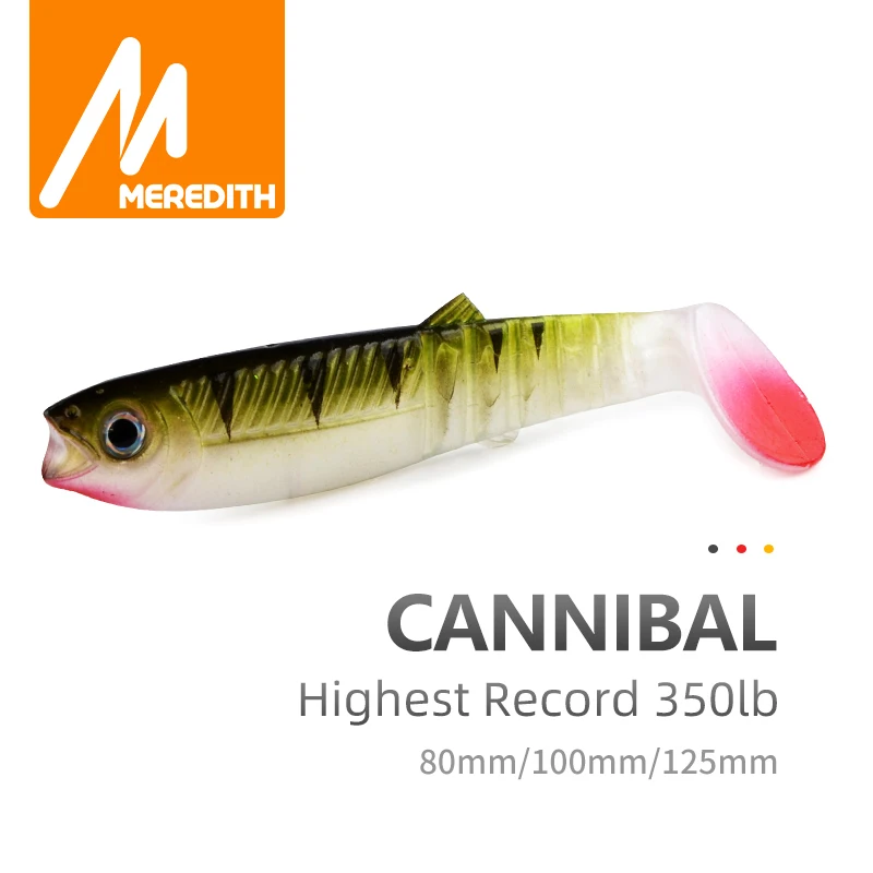 MEREDITH приманки Cannibal 80 мм 100 125 искусственная мягкая приманка для рыбной ловли