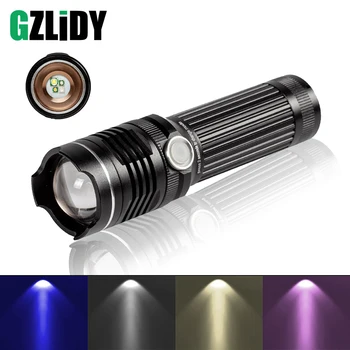Multifunctional LED Flashlight 4 Colors Torch USB Rechargeable UV Light Waterproof Zoomable Lamp Powerful 18650/26650 Lantern
Multifunctional LED Flashlight 4 Colors Torch USB Rechargeable UV Light Waterproof Zoomable Lamp Powerful 18650/26650 Lantern