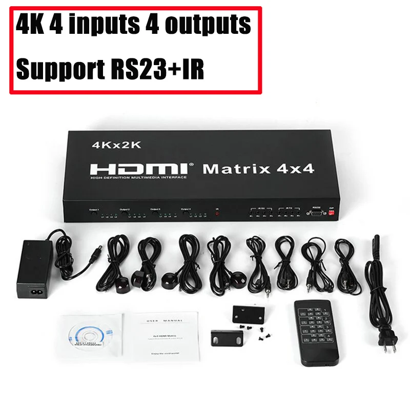 4K HDMI matrix 4X4 HDMI splitter switch 4 in 4 out matrix, with RS232 and EDID control HDCP1.4 4KX2K / 60HZ HDR
4K HDMI matrix 4X4 HDMI splitter switch 4 in 4 out matrix, with RS232 and EDID control HDCP1.4 4KX2K / 60HZ HDR