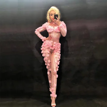 Songyuexia Pink flowers bodysuit monkeys and imitation diamonds, I brought a shiny women's costume stage singer costume
Songyuexia Pink flowers bodysuit monkeys and imitation diamonds, I brought a shiny women's costume stage singer costume