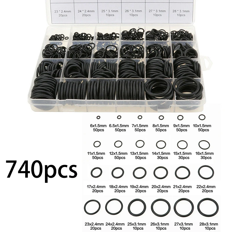 740pcs Black Plumbing Hose Nitrile Rubber Seal Ring Set Washer Assortment Kit DIY Tool High Temperature Resistant Nitrile Rubber
740pcs Black Plumbing Hose Nitrile Rubber Seal Ring Set Washer Assortment Kit DIY Tool High Temperature Resistant Nitrile Rubber
