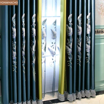 Custom curtains Light luxury simulation silk high-grade embroidered American modern blue cloth blackout curtain tulle panel B961
Custom curtains Light luxury simulation silk high-grade embroidered American modern blue cloth blackout curtain tulle panel B961