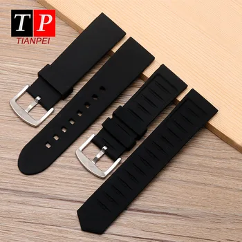 

Personality silicone watch band for Paneraiwatch waterproof sports black rubber watch strap stripe 24mm watch bracelet lattice